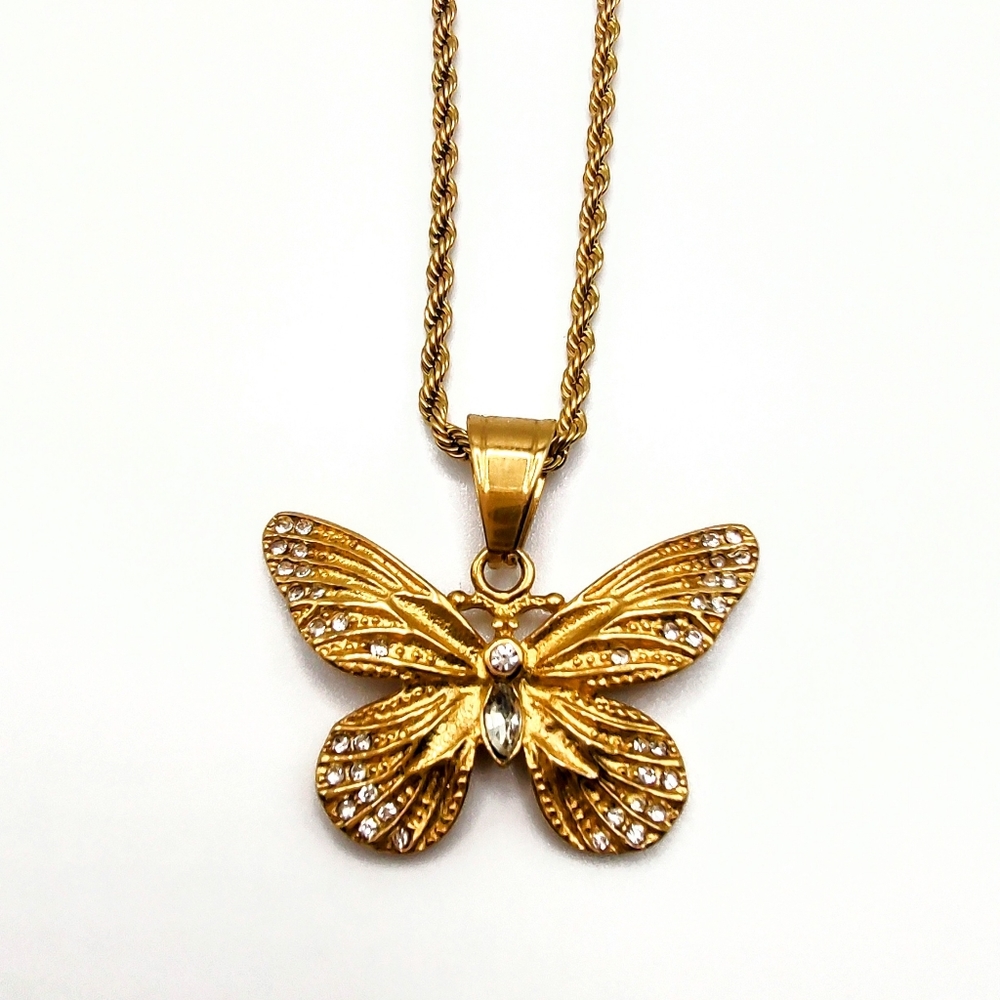 18K Gold Plated Butterfly Pendant Necklace